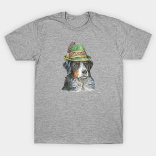 Bernese Mountain Dog in Traditional Green Alpine Hat T-Shirt